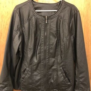 Plus size faux leather moto jacket